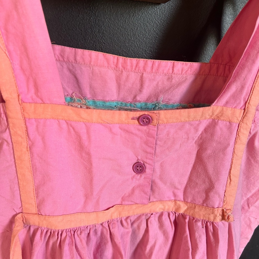 Vintage 80's Boho Southwest Indian Cotton Pink Patchwork Dress Size M - Picture 16 of 16
